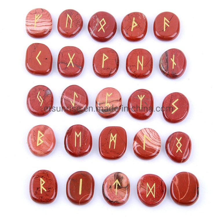 Semi Precious Stone Crystal Runes Slices Stone Carving