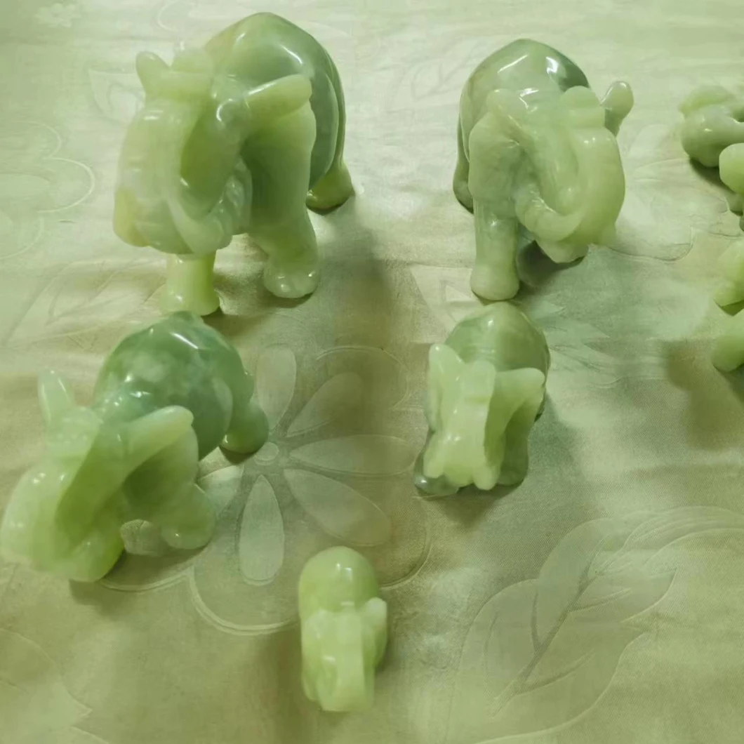 Semi Precious Stone Gemstone Natural Crystal Elephant Carving <Esb01508>