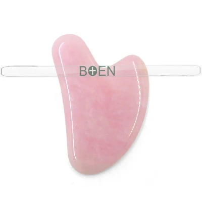 Tavola Gua Sha Guasha a forma di cuore, quarzo rosa, pietra di giada rosa, massaggiatore raschiante, tavola Gua Sha