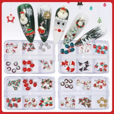 Accessori per nail art in lega di Natale per nail art Decorazione con diamanti Babbo Natale Albero di Natale Serie di fiocchi di neve Accessori per nail art in lega