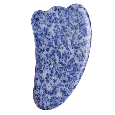 Tavola Gua Sha per massaggio raschiante con pietra a macchie blu Jade Gua Sha