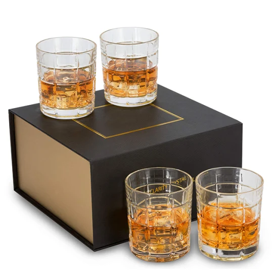 Bicchiere da whisky in cristallo intrecciato lowball da 7 once unico, set di bicchieri da whisky vecchio stile in confezione regalo per regalo di papà e fidanzato