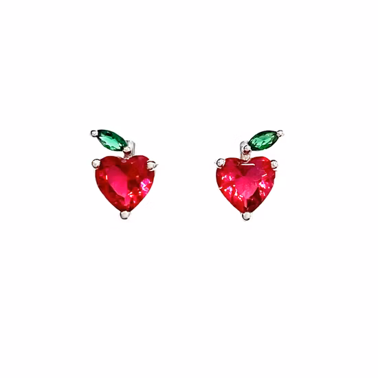 Orecchini estivi in ​​argento 925 cuore di mela gioielli per bambini frutta colorata lucida