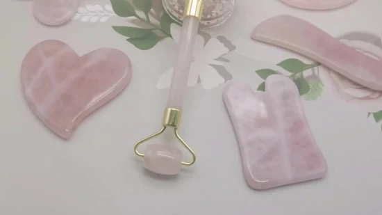 Vendita calda quarzo rosa naturale pietra di giada gua sha tavola guasha di forma quadrata per il massaggio del viso