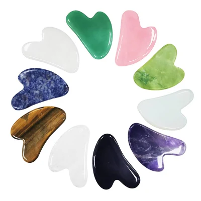 Assistenza sanitaria Bellezza Guasha Massaggiatore Giada Verde naturale Quarzo rosa Ametista Rullo Varie collezioni di tavole Gua Sha